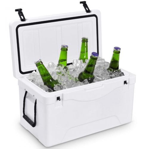  GraceShop Gray 64 Quart Heavy Duty Outdoor Insulated Fishing Hunting Ice Chest Insulated 64-Quart Cooler is of. It has a Compact White Appearance.