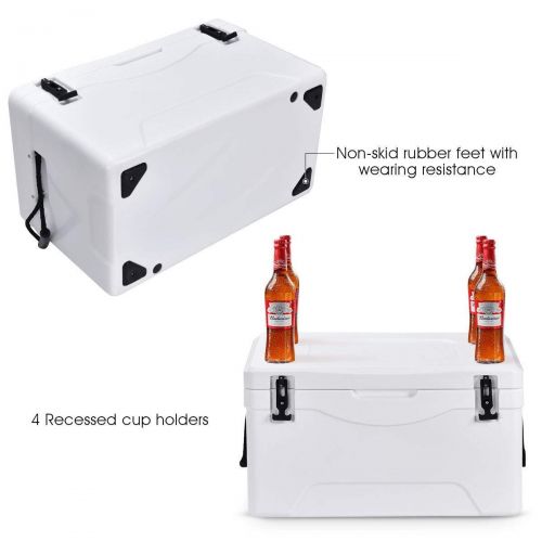  GraceShop Gray 64 Quart Heavy Duty Outdoor Insulated Fishing Hunting Ice Chest Insulated 64-Quart Cooler is of. It has a Compact White Appearance.