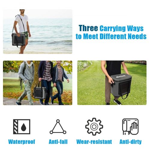  GraceShop Dark Grey Portable Cooler Bag Leak-Proof Insulated Water-Resistant for Camping Our Portable Cooler Bag Follows You to Any Campsite You go