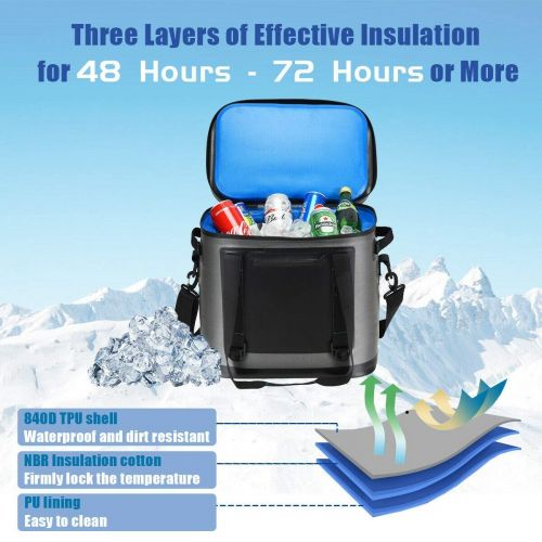  GraceShop Dark Grey Portable Cooler Bag Leak-Proof Insulated Water-Resistant for Camping Our Portable Cooler Bag Follows You to Any Campsite You go