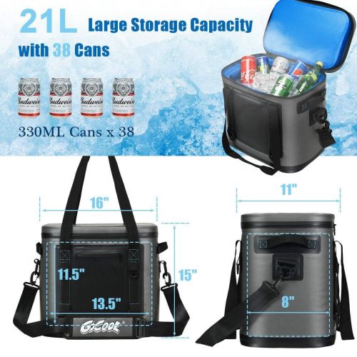  GraceShop Dark Grey Portable Cooler Bag Leak-Proof Insulated Water-Resistant for Camping Our Portable Cooler Bag Follows You to Any Campsite You go