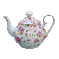 Gracie China by Coastline Imports Gracie China Rose Chintz Porcelain 4-1/2-Cup Teapot Cream Cottage Rose