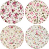 [아마존베스트]Gracie China by Coastline Imports Gracie China Rose Chintz Porcelain 8-Inch Dessert Plate Set of 4, Assorted Four Designs