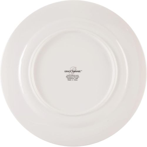  [아마존베스트]Gracie China by Coastline Imports Gracie China Rose Chintz Porcelain 8-Inch Dessert Plate Set of 4, Assorted Four Designs