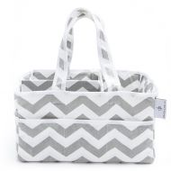 Gracie and Belle Strong Washable Baby Diaper Caddy: 100% Cotton Canvas - Portable Gray and White Chevron Nursery...