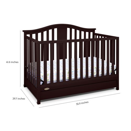 그라코 Graco Solano 4 in 1 Convertible Crib with Drawer Pebble Gray