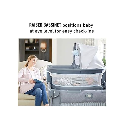 그라코 Graco Pack n Play Dome LX Playard with Baby Bassinet, Lightweight Portable Crib, Push-Button Fold Travel Crib, Redmond, Convertible
