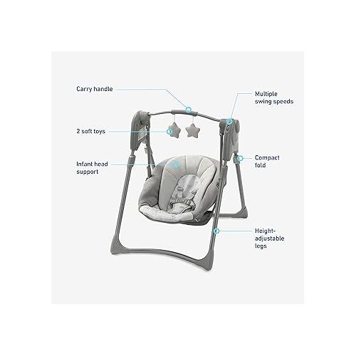 그라코 Graco Slim Spaces Compact Baby Swing, Reign