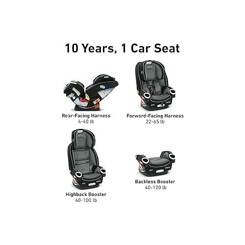 그라코 Graco 4Ever DLX 4-in-1 Car Seat, Fairmont | Infant to Toddler Car Seat, with 10 Years of Use | Rear-facing, Forward-facing and Booster Modes | Safe, Comfortable and Convenient