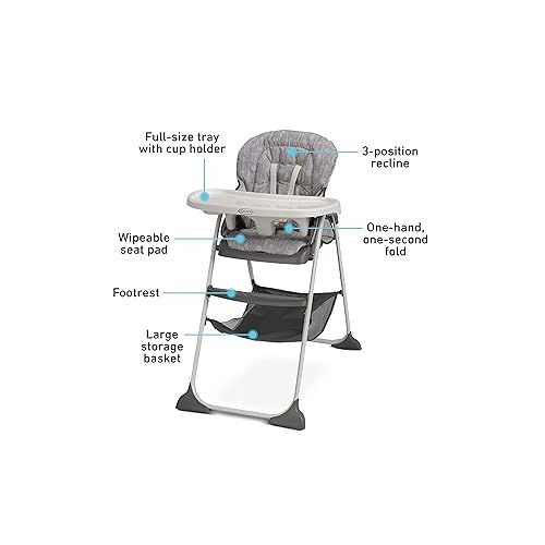 그라코 Graco Slim Snacker High Chair, Ultra Compact High Chair, Whisk