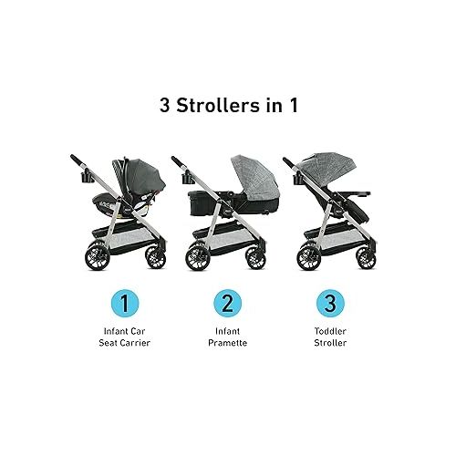 그라코 Graco Modes Pramette Travel System | Stroller & Car Seat Combo | 3-in-1 Stroller Modes | Includes Graco SnugRide 35 Infant Car Seat | Ellington