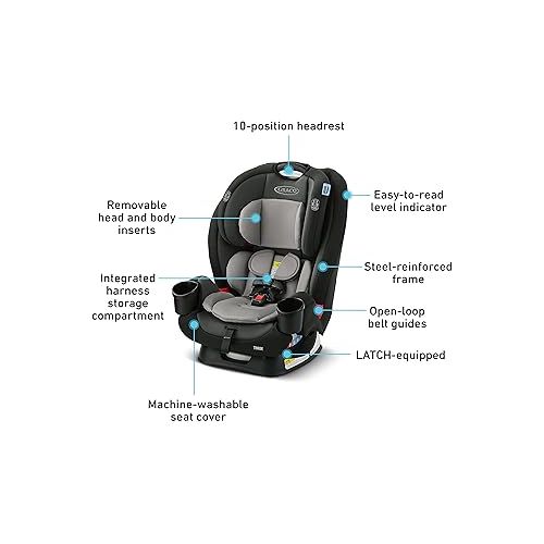 그라코 Graco TriRide 3-in-1 Convertible Car Seat - Highback Booster, Forward & Rear Facing modes, Suitable from Newborn to Preschooler, Perfect for Long Journeys in Redmond Color