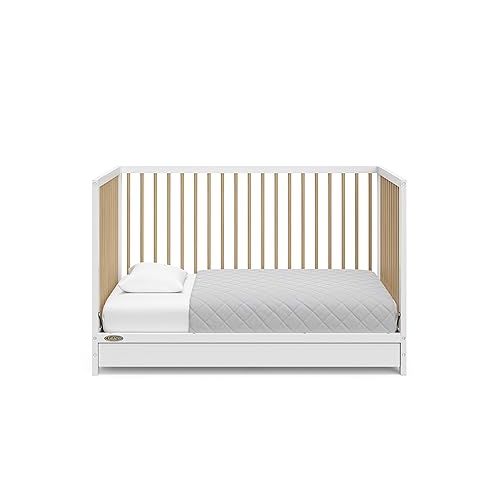 그라코 Graco Teddi Convertible Crib with Drawer-White/Driftwood