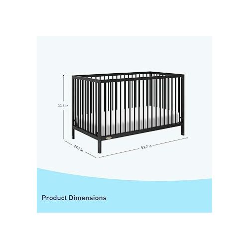 그라코 Graco Teddi 5-in-1 Convertible Crib (Black) - GREENGUARD Gold Certified, Converts to Daybed, Toddler & Twin Bed with Headboard and Footboard, Adjustable Mattress Height