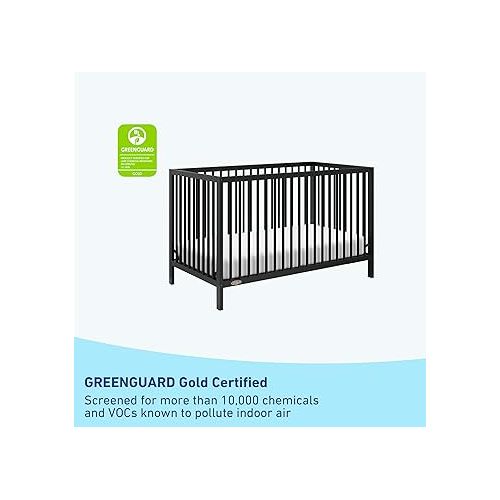 그라코 Graco Teddi 5-in-1 Convertible Crib (Black) - GREENGUARD Gold Certified, Converts to Daybed, Toddler & Twin Bed with Headboard and Footboard, Adjustable Mattress Height