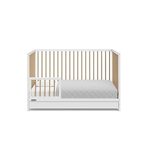 그라코 Graco Teddi Convertible Crib with Drawer-White/Driftwood