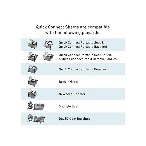 그라코 Graco® Pack 'n Play® Quick Connect™ Playard Waterproof Sheets, 2 Pack, Woven and Grey