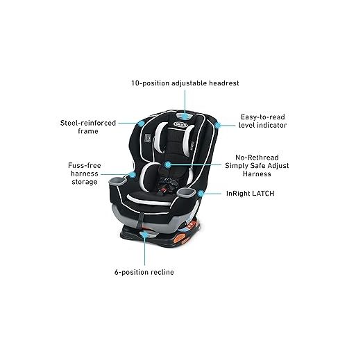 그라코 Graco Extend2Fit Convertible Car Seat, Spire, Safe and Comfortable Ride Designed for Growing Children