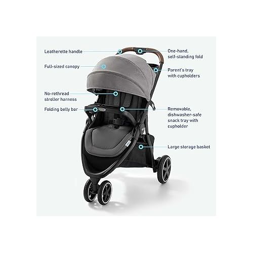 그라코 Graco Outpace LX All-Terrain Travel System - Includes SnugRide 30 Lite Infant Car Seat, Briggs, High-Performance Stroller/Car Seat Combo, Practical & Durable