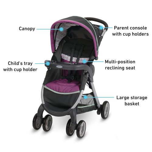 그라코 Graco Fastaction Fold Click Connect Travel System Stroller, Finley, One Size