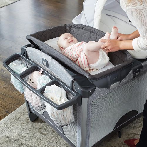 그라코 Graco Pack n Play Quick Connect Portable Bouncer with Bassinet, Albie, One Size