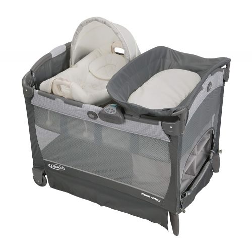 그라코 Graco Pack n Play Playard with Cuddle Cove Removable Rocking Seat, Glacier