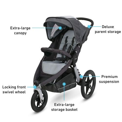 그라코 Graco Relay Click Connect Jogging Stroller Travel System, Glacier 2015