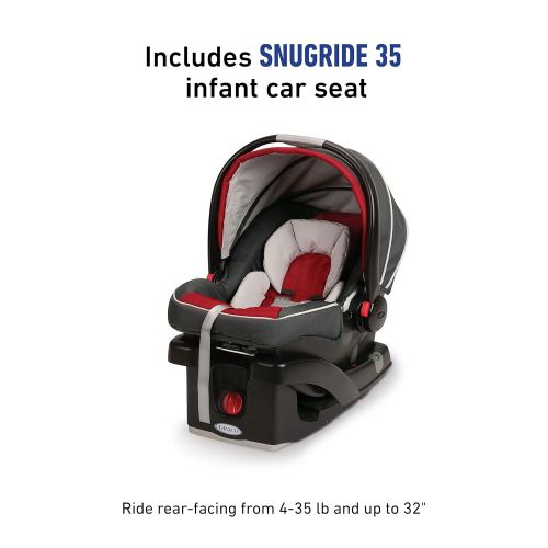 그라코 Graco FastAction Fold Jogger Travel System | Includes the FastAction Fold Jogging Stroller and SnugRide 35 Infant Car Seat, Chili Red