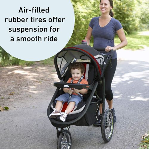 그라코 Graco FastAction Fold Jogger Travel System | Includes the FastAction Fold Jogging Stroller and SnugRide 35 Infant Car Seat, Chili Red