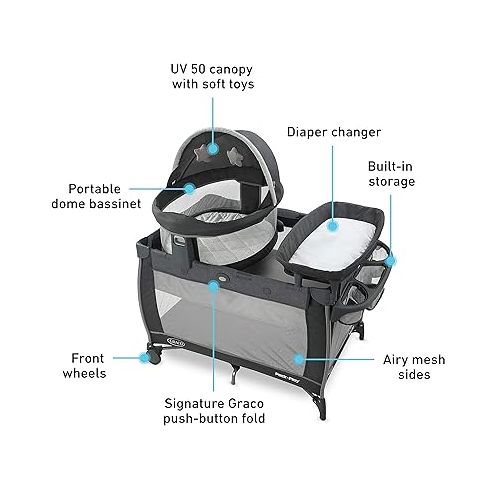 그라코 Graco Pack ‘n-Play Travel Dome LX-Playard | Features Portable Bassinet, Redmond