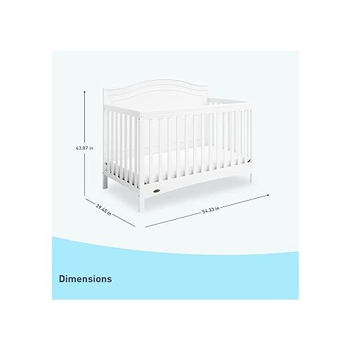 그라코 Graco Paris 4-in-1 Convertible Crib (White) - GREENGUARD Gold Certified, Converts to Toddler Bed, Daybed and Full Bed, Fits Standard Crib Mattress, Adjustable Mattress Base