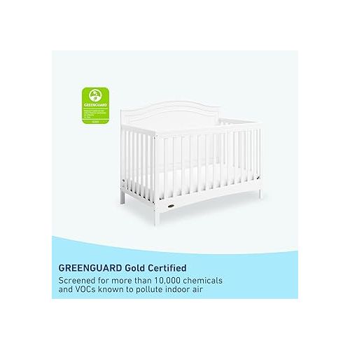 그라코 Graco Paris 4-in-1 Convertible Crib (White) - GREENGUARD Gold Certified, Converts to Toddler Bed, Daybed and Full Bed, Fits Standard Crib Mattress, Adjustable Mattress Base