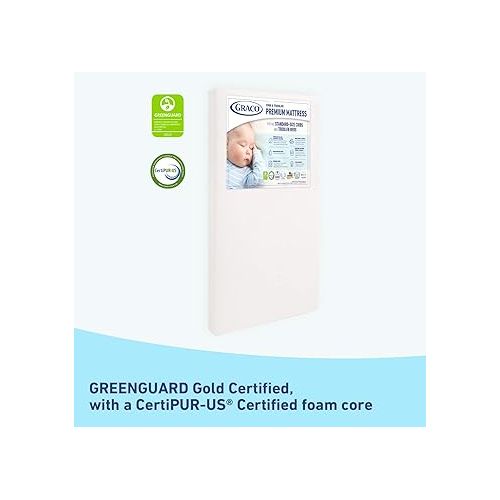 그라코 Graco Premium Nursery Essentials Starter Pack - 2-Piece Nursery Bundle with GREENGUARD Gold Certified Crib Mattress and Diaper Changing Pad, GREENGUARD Gold Certified & Formaldehyde Free Certified