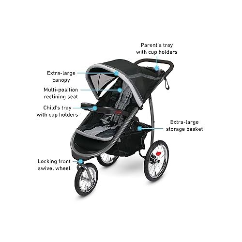 그라코 Graco FastAction Fold Jogger Travel System | Includes the FastAction Fold Jogging Stroller and SnugRide 35 Infant Car Seat