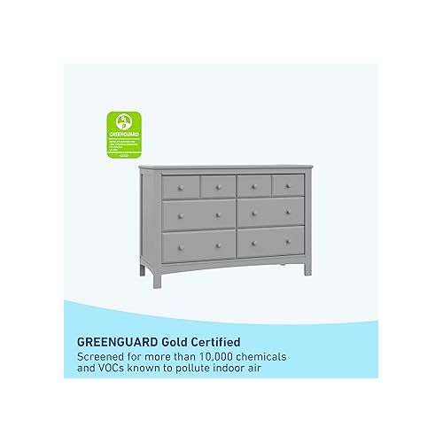 그라코 Graco Benton 6 Drawer Double Dresser (Pebble Gray) - Easy New Assembly Process, Universal Design, Durable Steel Hardware and Euro-Glide Drawers with Safety Stops, Coordinates with Any Nursery