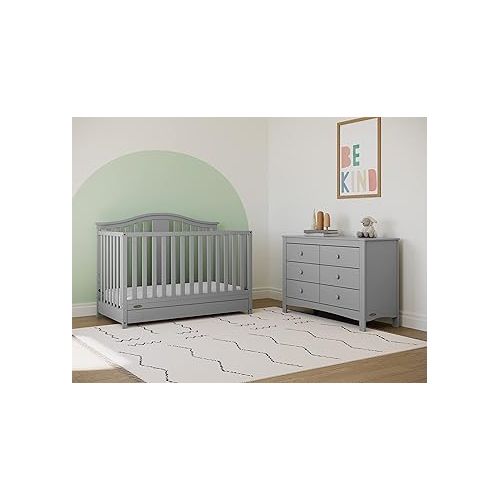 그라코 Graco Noah 6 Drawer Double Dresser (Pebble Gray) - GREENGUARD Gold Certified, 6 Drawer Double Dresser for Kids Bedroom, Universal Design for Nursery and Kids Bedroom