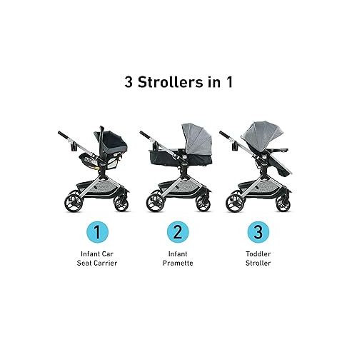 그라코 Graco Modes Nest Travel System, Includes Baby Stroller with Height Adjustable Reversible Seat, Pram Mode, Lightweight Aluminum Frame and SnugRide 35 Lite Elite Infant Car Seat, Bayfield