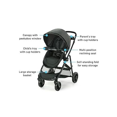 그라코 Graco, Modes Element Travel System Includes Baby Stroller with Reversible Seat Extra Storage Child Tray and SnugRide 35 Lite LX Infant Car Seat, Canter