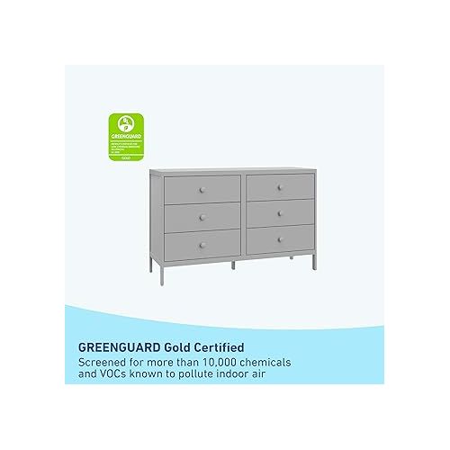 그라코 Graco Theo 6 Drawer Dresser (Pebble Gray) - GREENGUARD Gold Certified, Interlocking Drawer System, Dresser Drawer Organizer for Nursery & Kids Bedroom