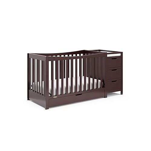 그라코 Graco Remi 4-In-1 Convertible Crib & Changer With Drawer (Espresso) - GREENGUARD Gold Certified, Crib And Changing-Table Combo, Includes Changing Pad, Converts To Toddler Bed, Full-Size Bed