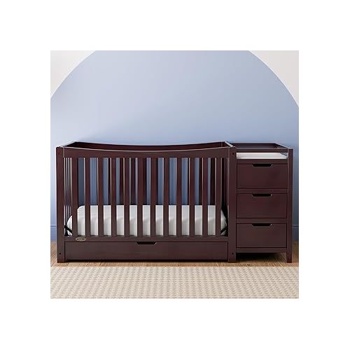 그라코 Graco Remi 4-In-1 Convertible Crib & Changer With Drawer (Espresso) - GREENGUARD Gold Certified, Crib And Changing-Table Combo, Includes Changing Pad, Converts To Toddler Bed, Full-Size Bed