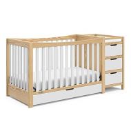 Graco Remi 4-In-1 Convertible Crib & Changer With Drawer (White & Natural) - GREENGUARD Gold Certified, Crib And Changing-Table Combo, Includes Changing Pad, Converts To Toddler Bed, Full-Size Bed