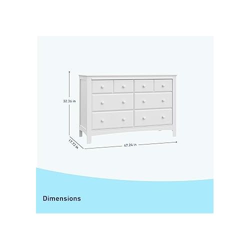 그라코 Graco Benton 6 Drawer Double Dresser (White) - Easy New Assembly Process, Universal Design, Durable Steel Hardware and Euro-Glide Drawers with Safety Stops, Coordinates with Any Nursery