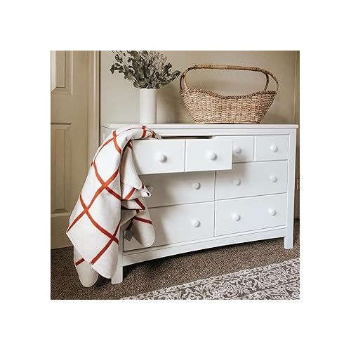 그라코 Graco Benton 6 Drawer Double Dresser (White) - Easy New Assembly Process, Universal Design, Durable Steel Hardware and Euro-Glide Drawers with Safety Stops, Coordinates with Any Nursery