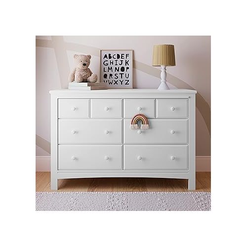 그라코 Graco Benton 6 Drawer Double Dresser (White) - Easy New Assembly Process, Universal Design, Durable Steel Hardware and Euro-Glide Drawers with Safety Stops, Coordinates with Any Nursery