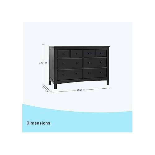 그라코 Graco Benton 6 Drawer Dresser (Black) - Easy New Assembly Process, Universal Design, Durable Steel Hardware and Euro-Glide Drawers with Safety Stops, Coordinates with Any Nursery
