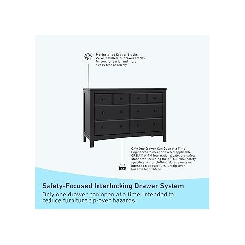 그라코 Graco Benton 6 Drawer Dresser (Black) - Easy New Assembly Process, Universal Design, Durable Steel Hardware and Euro-Glide Drawers with Safety Stops, Coordinates with Any Nursery