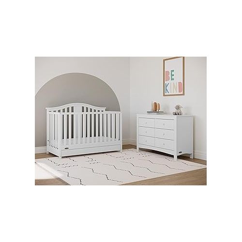 그라코 Graco Noah 6 Drawer Double Dresser (White) - GREENGUARD Gold Certified, 6 Drawer Double Dresser for Kids Bedroom or Nursery, Bedroom Furniture Dresser, Universal Design for Nursery and Kids Bedroom