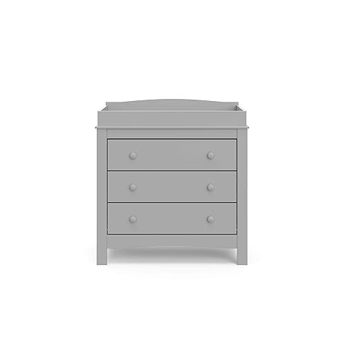 그라코 Graco Noah 3 Drawer Chest with Changing Topper (Pebble Gray) - GREENGUARD Gold Certified, Baby Dresser Table Top, for Nursery, Kids