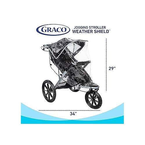 그라코 Graco Baby Jogging Stroller Universal Rain Cover, Ventilated Weather Shield, Waterproof, Windproof, Versatile Size to Fit Most Jogging Strollers, Vinyl, Clear, Plastic